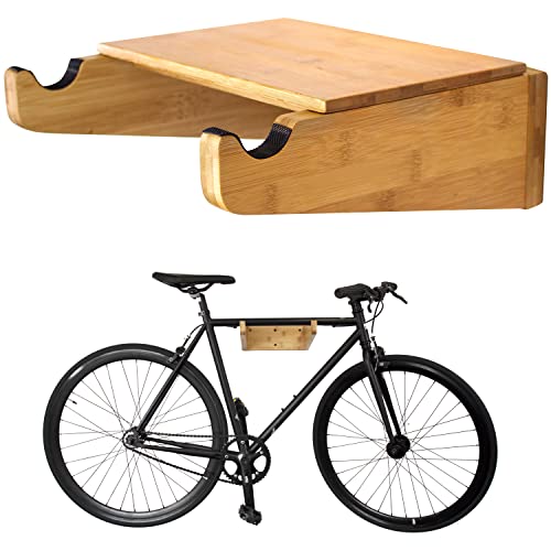 Fahrrad Wandhalterung – Holz Fahrradhalter von COR - Bambus Fahrradhalterung Wand für Innenräume - Wandhalterung Fahrrad mit Abnehmbarem Regal