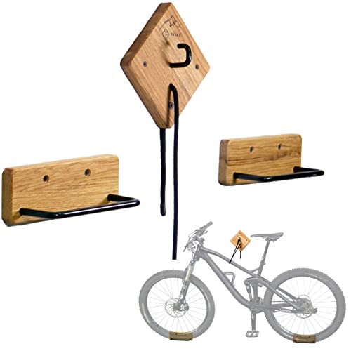 PARAX Fahrrad Wandhalterung U-Rack Holz – Fahrrad Halterung für MTB, E-Bike, Damenrad, Rennrad, Gravel Bike – Fahrradhalter Wand bis 35kg Indoor Aufbewahrung für Garage, Wohnung, Wohnzimmer