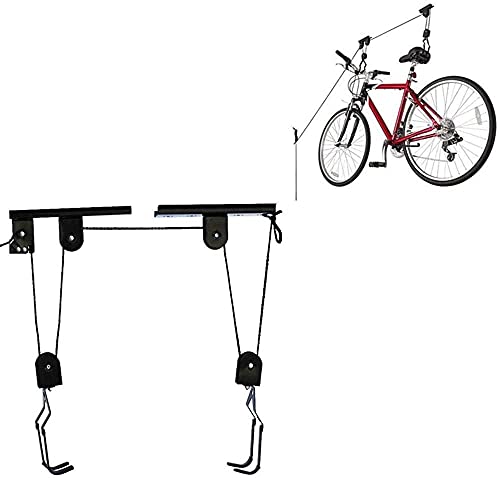 BBGSFDC Fahrrad-Deckenhalterung, Fahrrad Garage Lagerung Hubständer Bike Lift 50 kg Kapazität Gummiboot Storage Rack