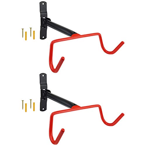 2x WELLGRO Wand Fahrradhalter - Stahl - Tragkraft bis 30 kg - Wandmontage - Fahrrad Ständer - klappbar - Farbe wählbar, Farbe:Rot