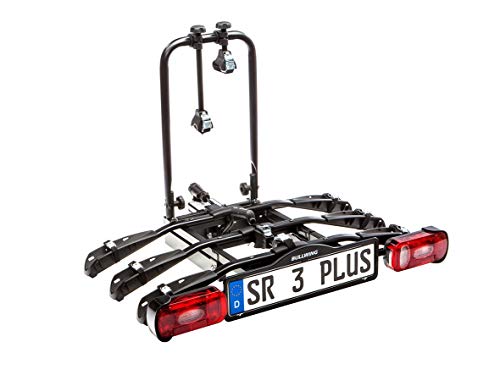 Bullwing SR3+ Fahrradträger für 3 Fahrräder auf die Auto Anhängerkupplung abklappbar (Spezialverschluss, Diebstahlschutz, 3X Rahmenhalter, Wandhalter, Spanngurt inklusive)