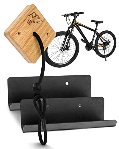 PARAX Fahrrad Wandhalterung U-Rack Regular Holz – Fahrrad Halterung für MTB, E-Bike, Damenrad, Rennrad, Gravel Bike – Fahrradhalter Wand bis 35kg Indoor Aufbewahrung für Garage, Wohnung, Wohnzimmer