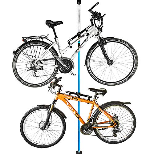 ALLEGRA Fahrradhalterung Wand Fahrradaufhängung Fahrradwandhalterung Fahrrad Halterung (Blau, 2 Halter + Stange 200cm - 375cm)