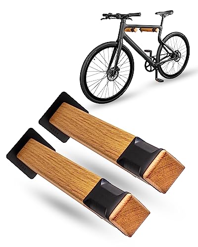 PARAX Fahrrad Wandhalterung - Holz und Fahrradschlauch - Fahrradträger Sticks bis 20 kg - Indoor Fahrrad Aufbewahrung