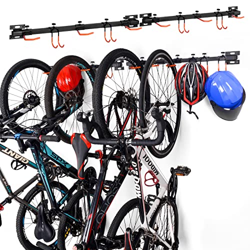 ikkle Wandhalterung Fahrrad, Wand Fahrradhalter, Wandhalterung für 6 Fahrräder, Verstellbare Fahrradhalterung für Garage, Vertikale Wandhaken Bike Ständer für Rennräder, Mountainbikes | 63"