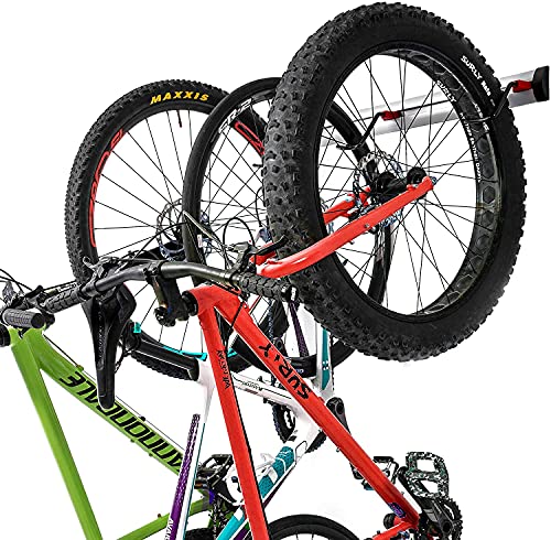 Fahrrad Wandhalterung für 3 oder 6 Fahrräder - Verstellbare Fahrradhalterung für Garage oder Wohnung - Vertikale Wand Fahrradaufhängung - Sichere Haken & Wandmontage - für Rennräder, Mountainbikes