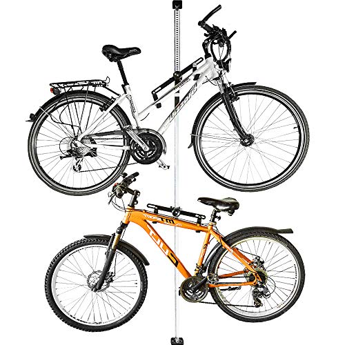 ALLEGRA Fahrradhalterung Wand Fahrradaufhängung Fahrradwandhalterung Fahrrad Halterung (Weiß, 2 Halter + Befestigungsstange 200cm - 375cm)